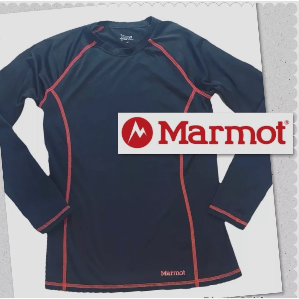 Marmot‎ - Women's - SMALL- Base Layer Shirt - Black & Red Trim - Long Sleeved